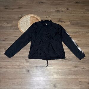 VANS Mens Thanks Coach Funday Nylon Checkered Sleeve Windbreaker Jacket
